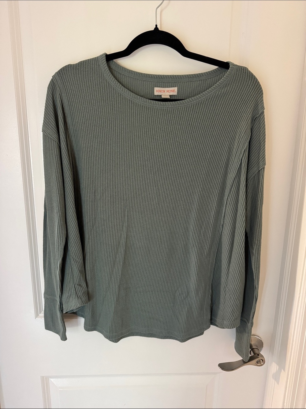 Knox Rose Ribbed Long-Sleeve Top in Sage Green